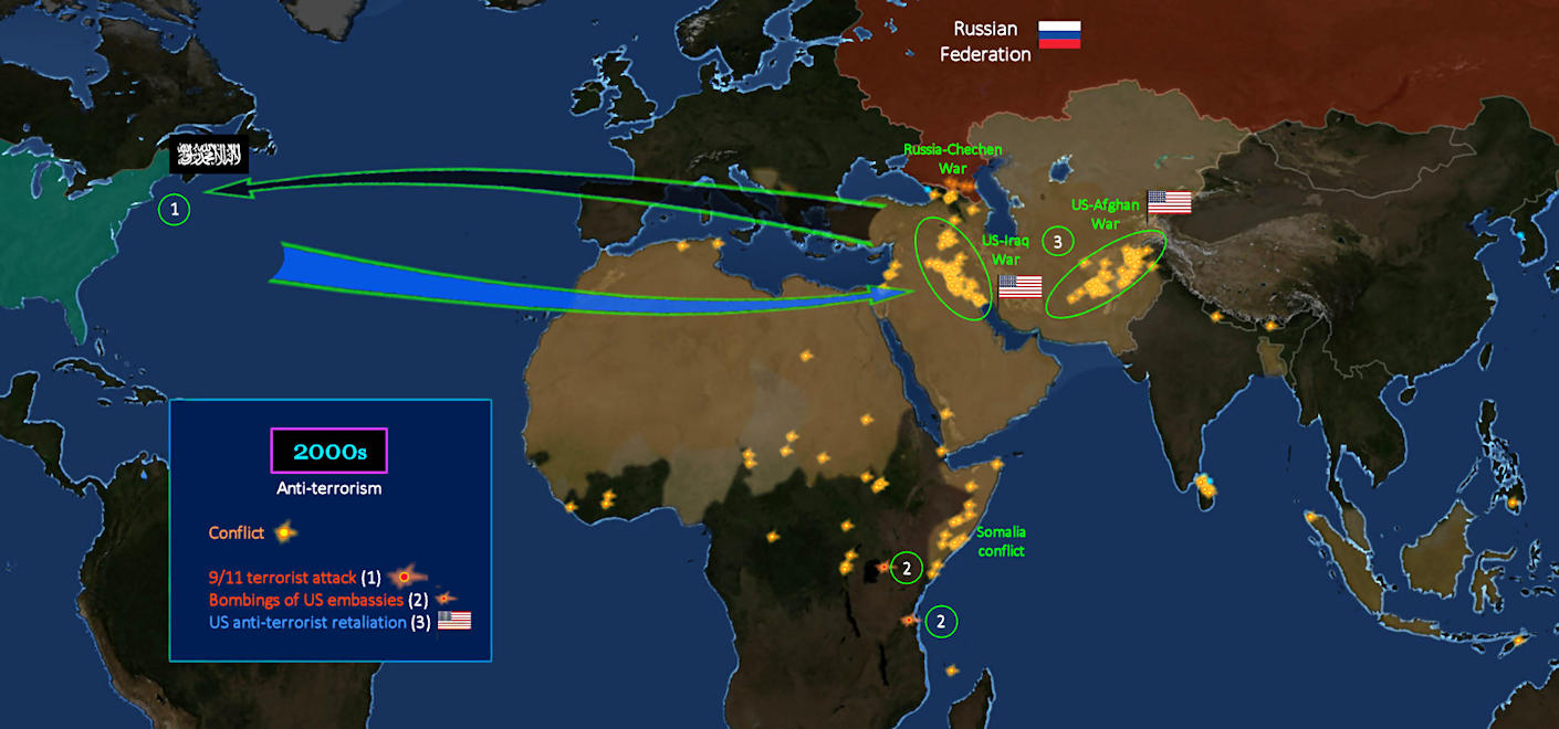 Sept 11 attack, 2001 map